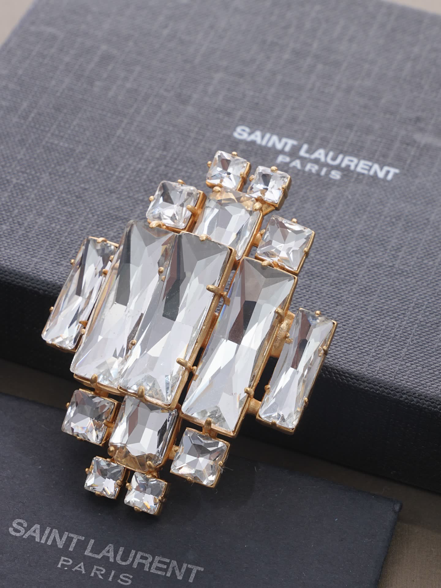 Saint Laurent Earrings - Geometric Crystal Design