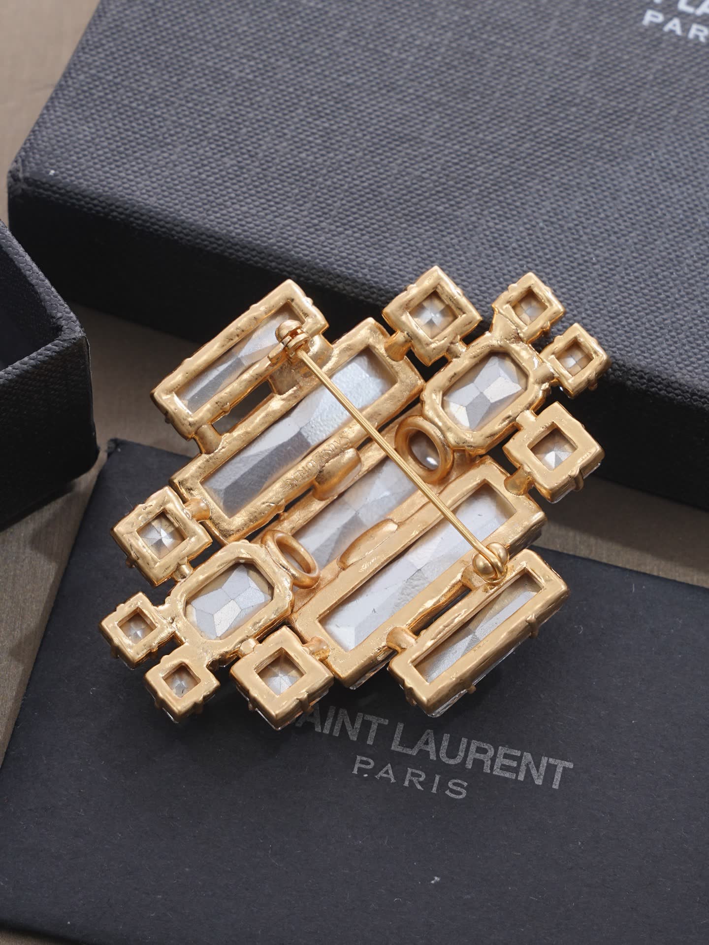Saint Laurent Earrings - Geometric Crystal Design