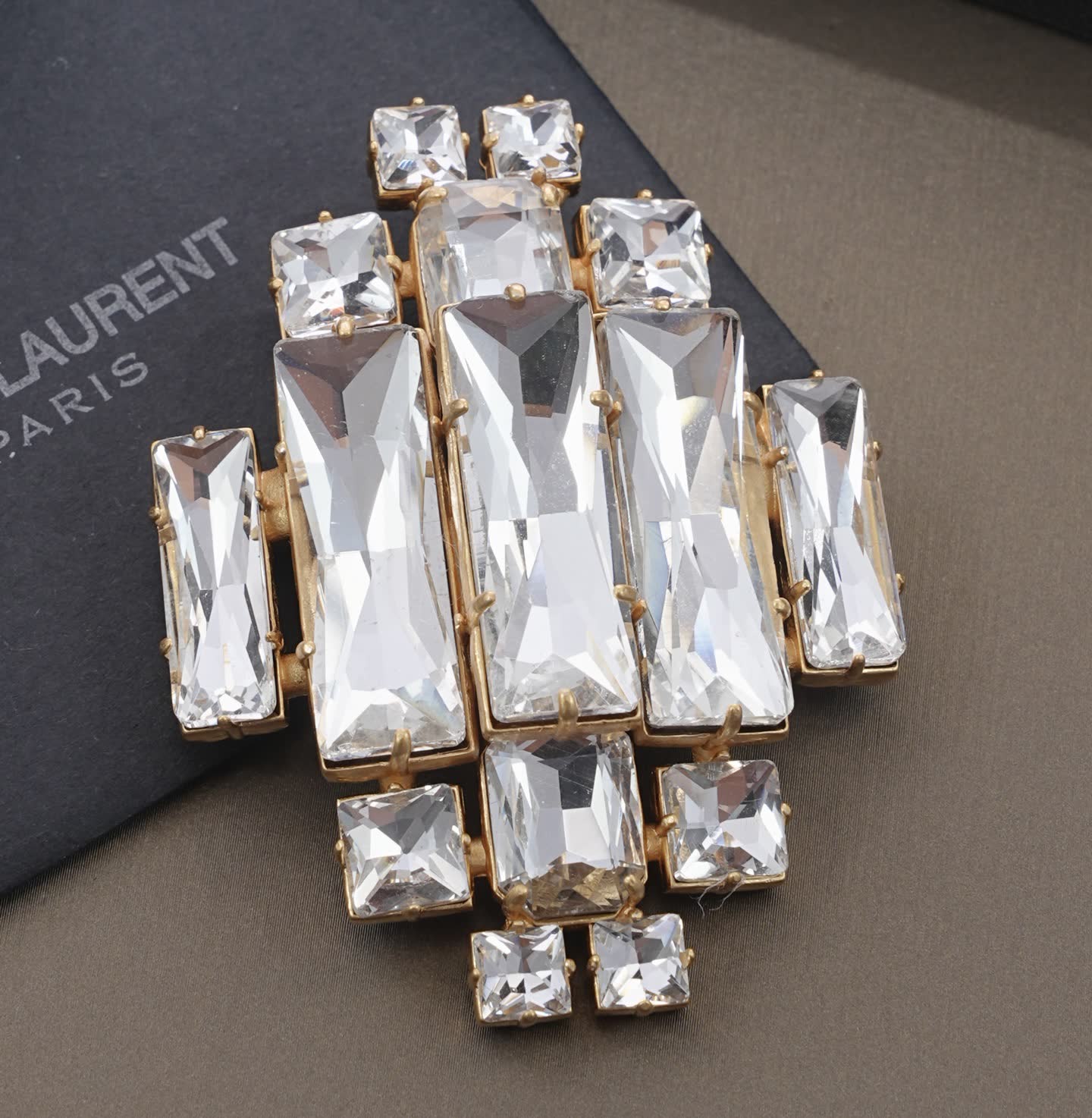 Saint Laurent Earrings - Geometric Crystal Design
