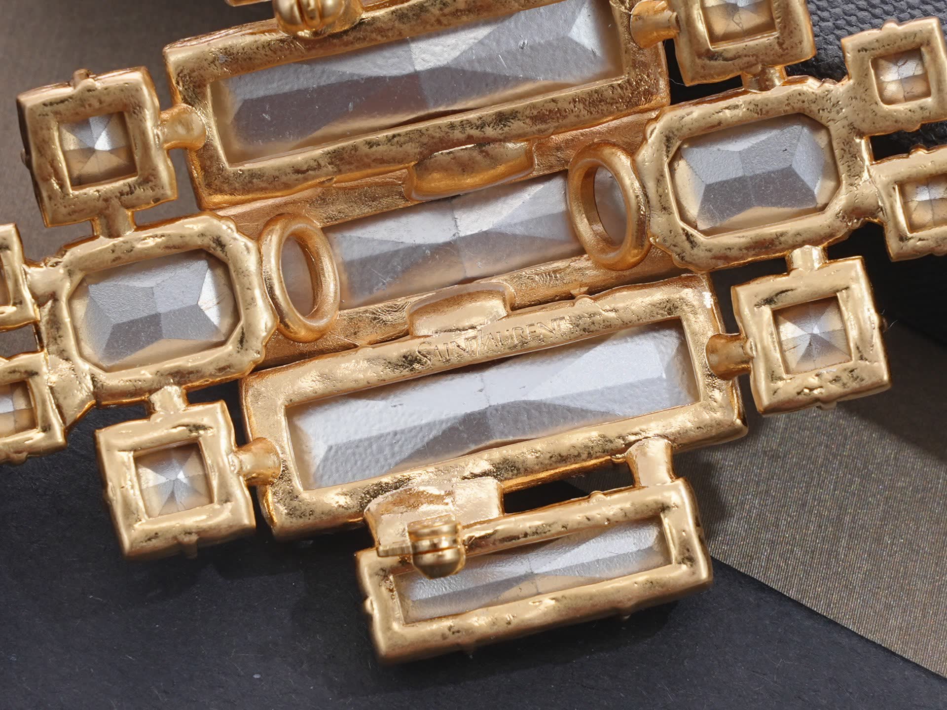 Saint Laurent Earrings - Geometric Crystal Design