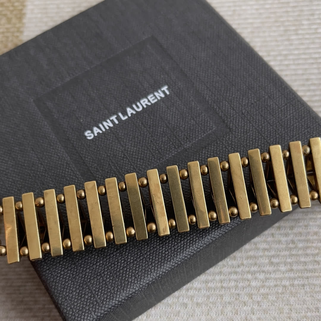 Yves Saint Laurent Earrings - Gold Tone with Rhinestones