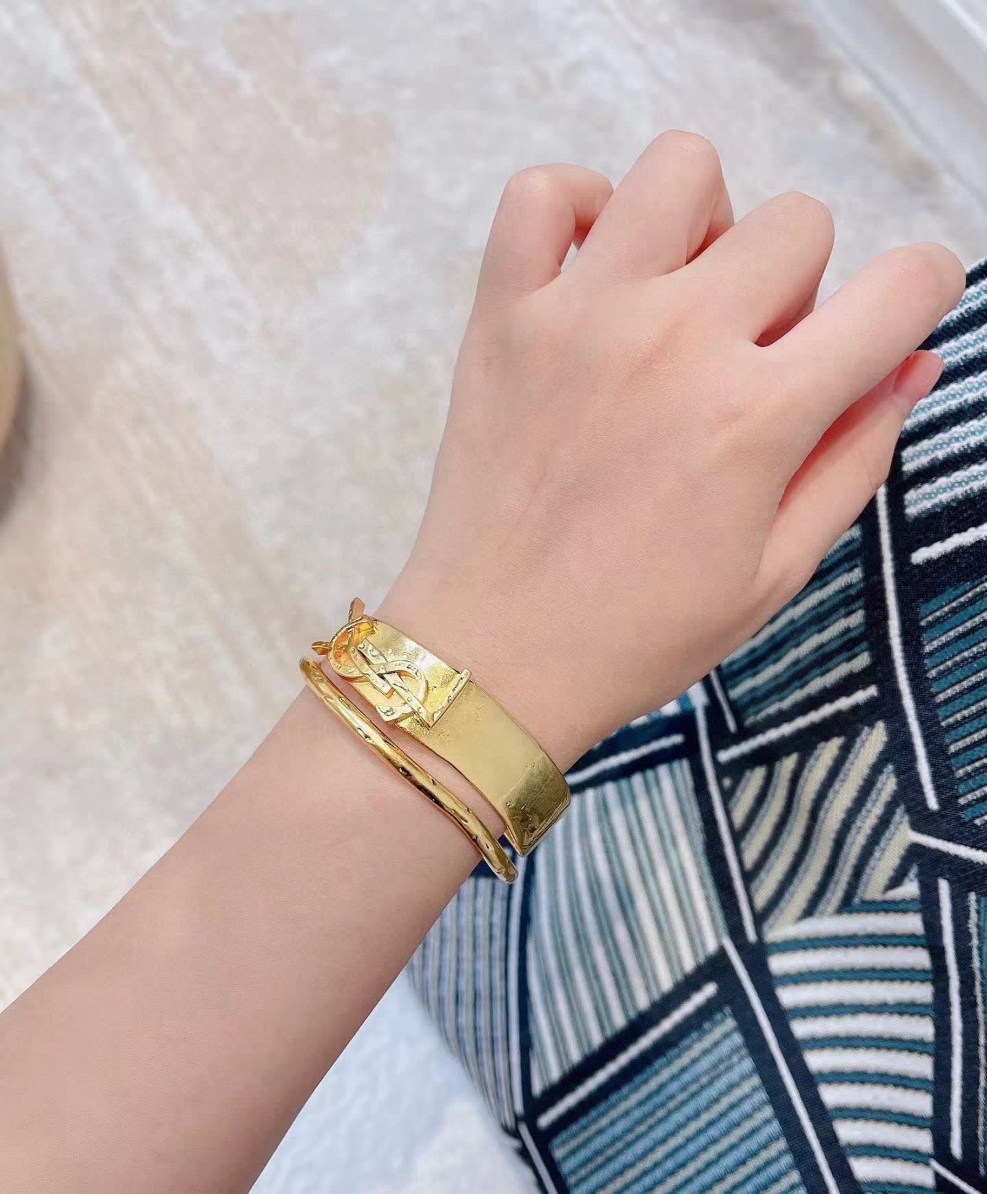 YSL Gold Bracelet with Logo