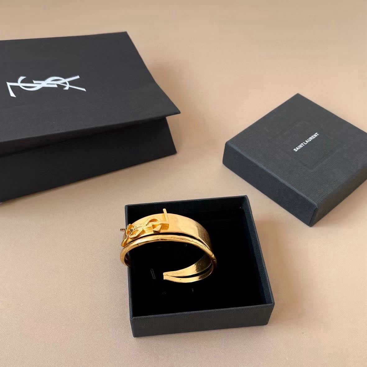 YSL Gold Bracelet with Logo