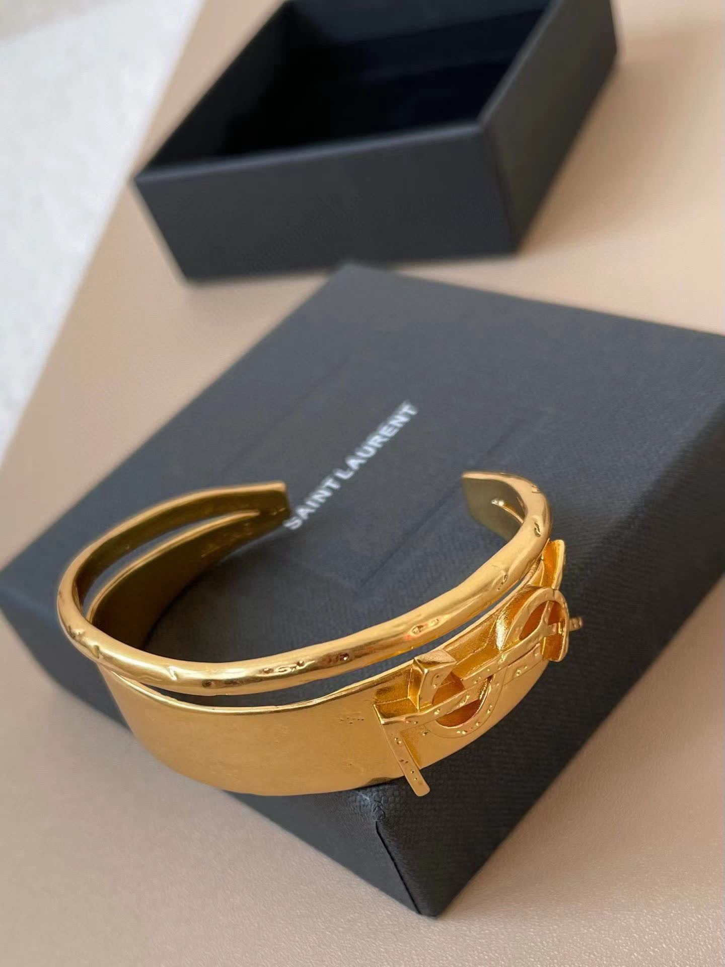 YSL Gold Bracelet with Logo