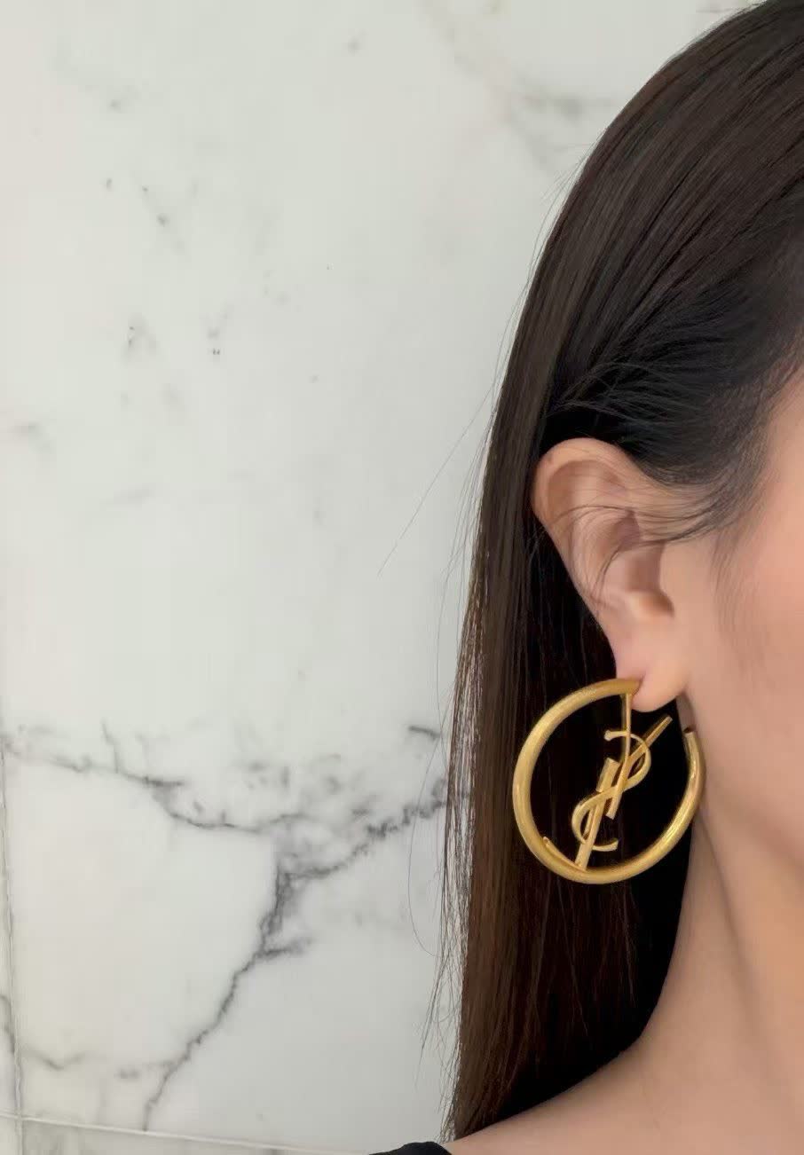 Saint Laurent YSL Logo Hoop Earrings