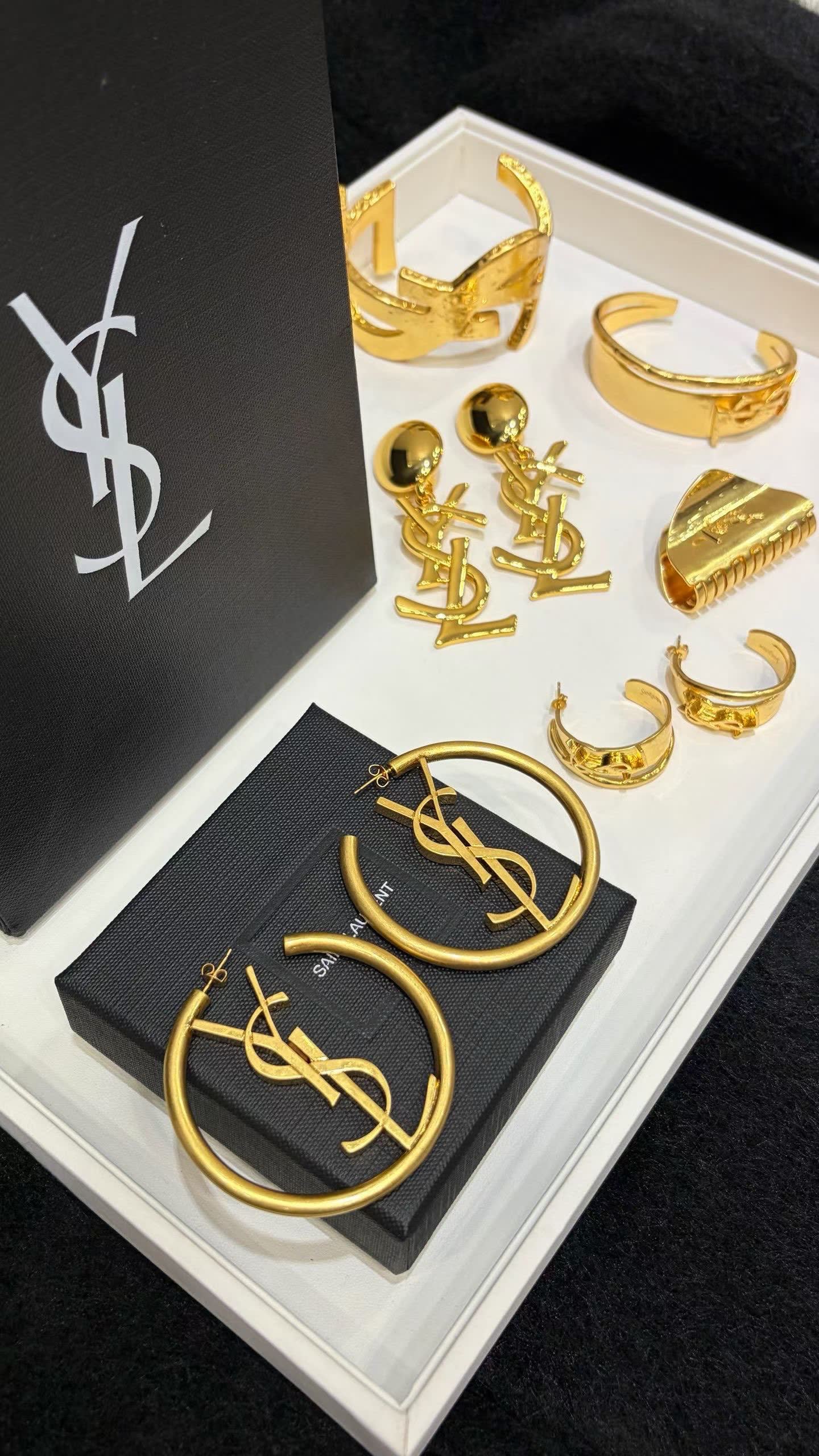 Saint Laurent YSL Logo Hoop Earrings