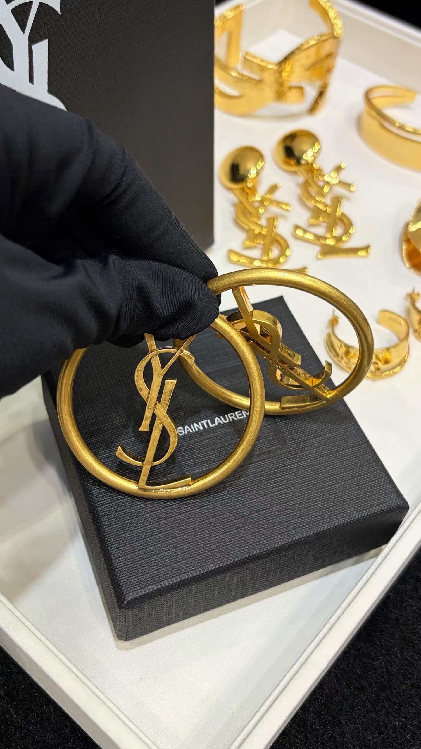 Saint Laurent YSL Logo Hoop Earrings