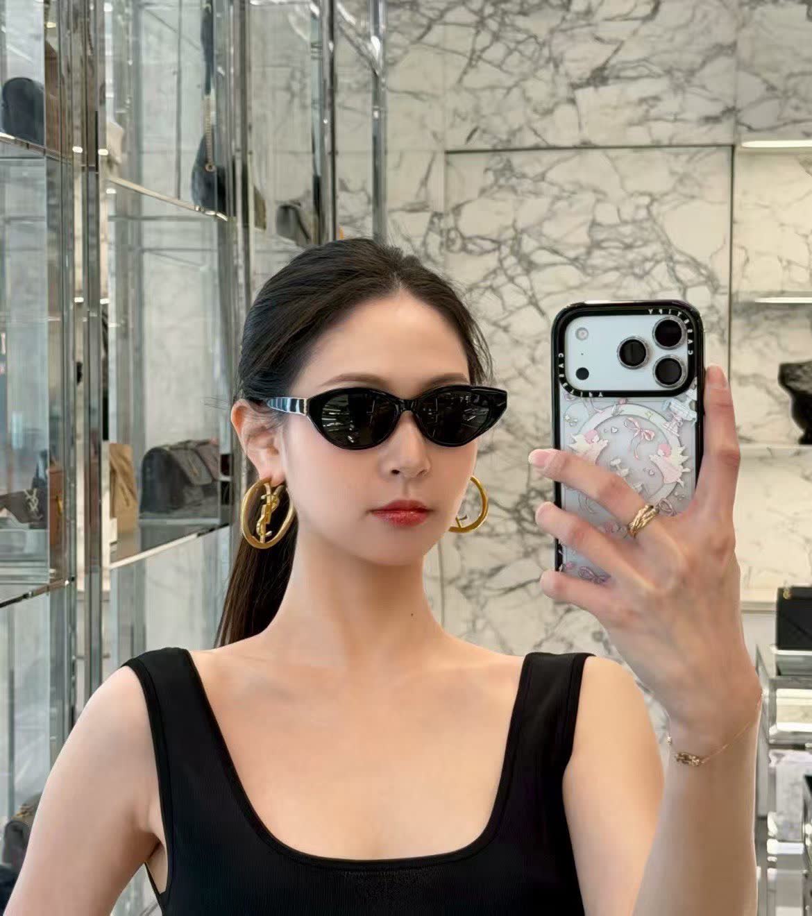 Saint Laurent YSL Logo Hoop Earrings