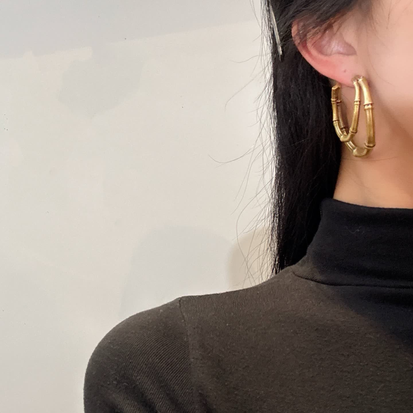YSL Gold Bamboo Hoop Earrings