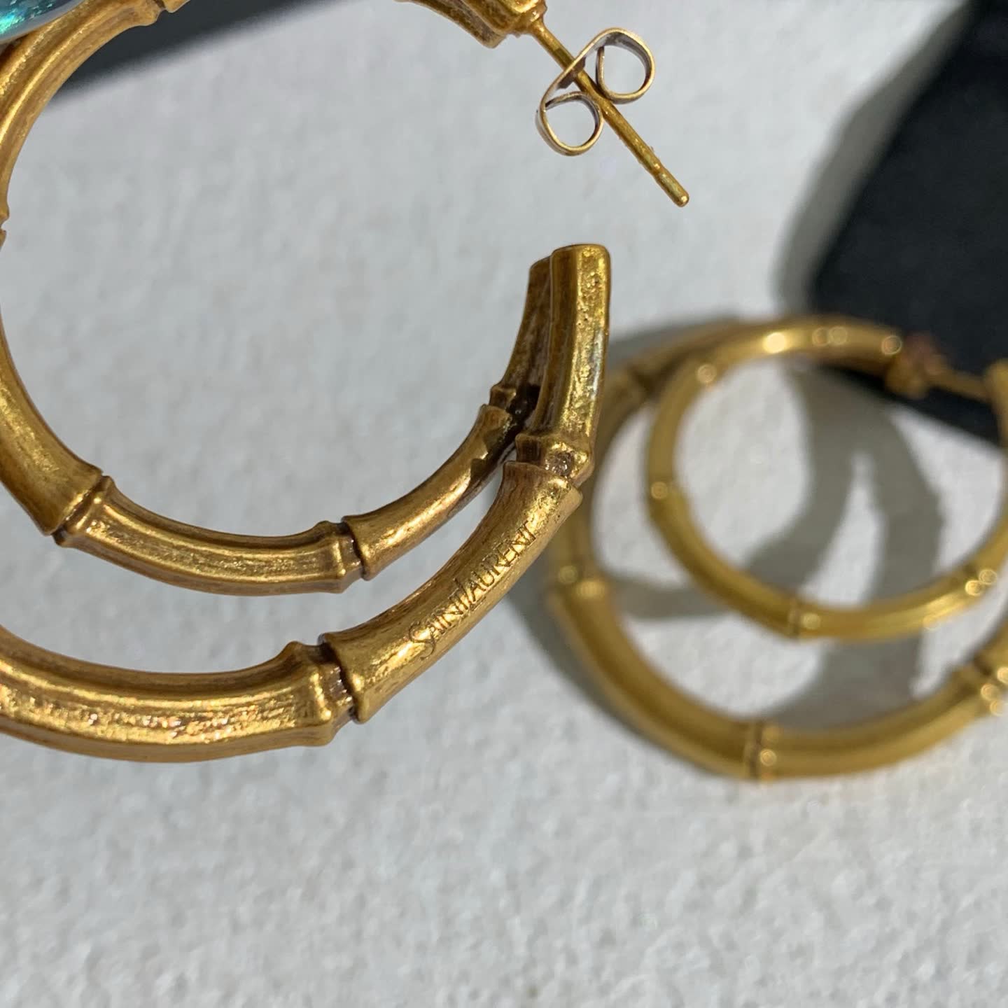 YSL Gold Bamboo Hoop Earrings