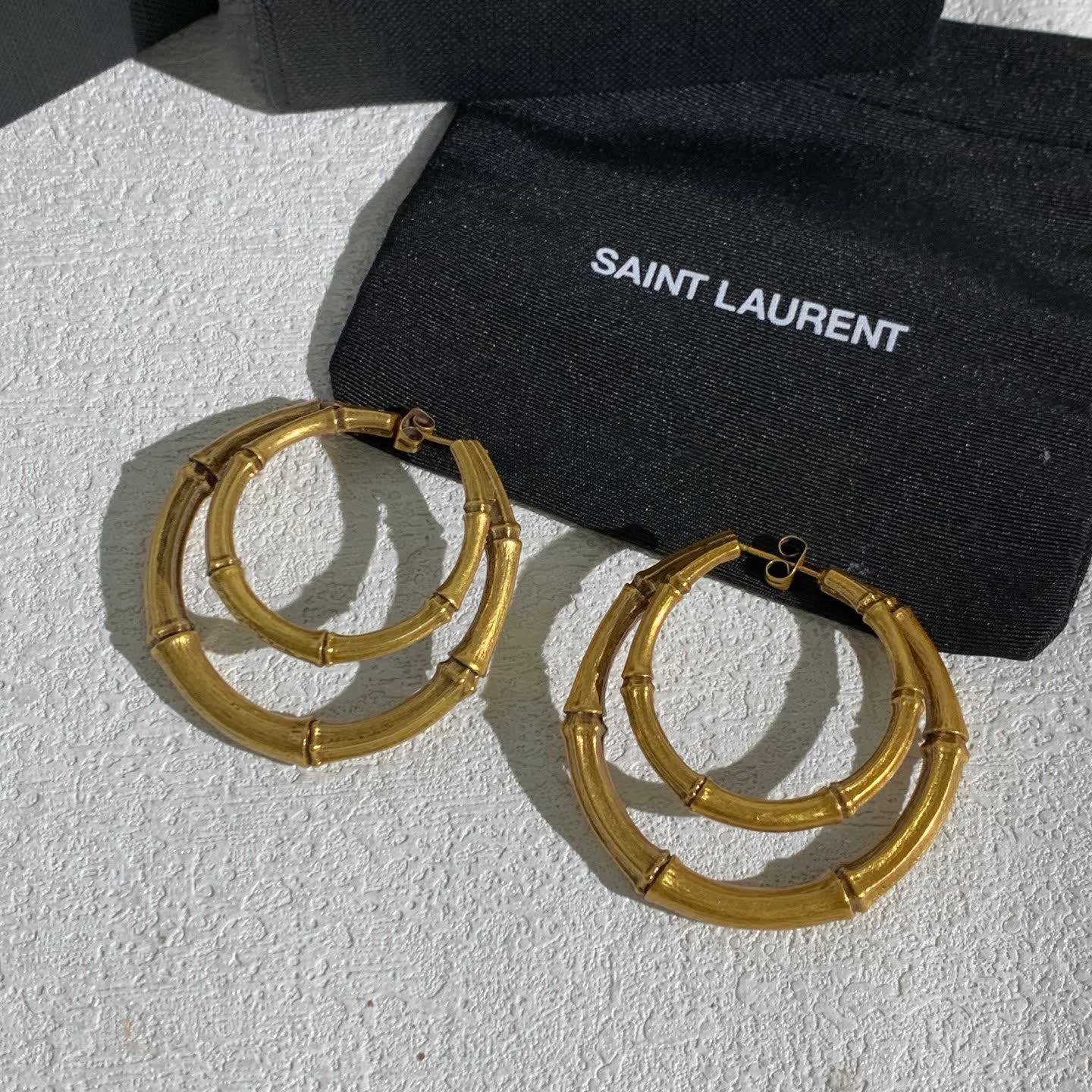 YSL Gold Bamboo Hoop Earrings
