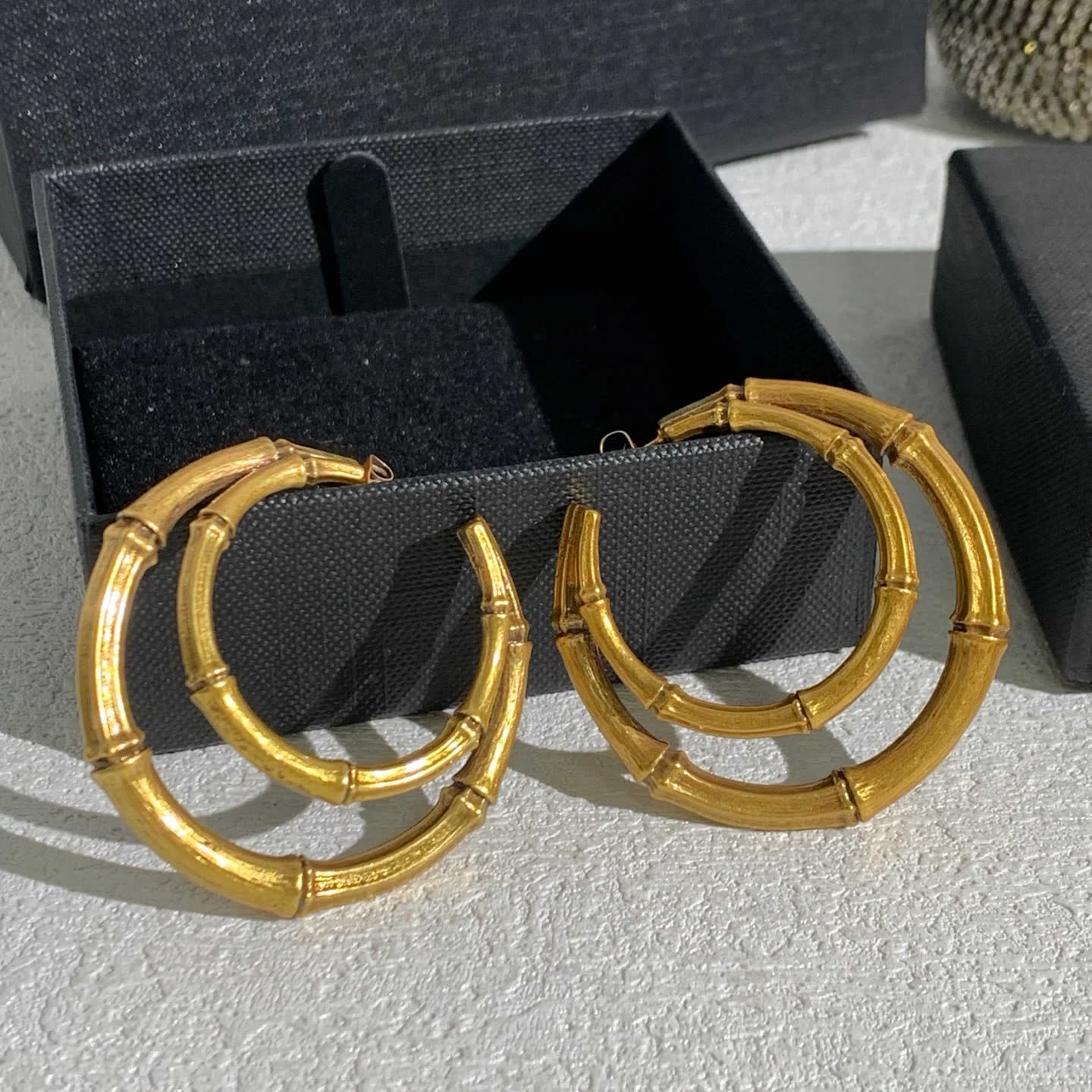 YSL Gold Bamboo Hoop Earrings