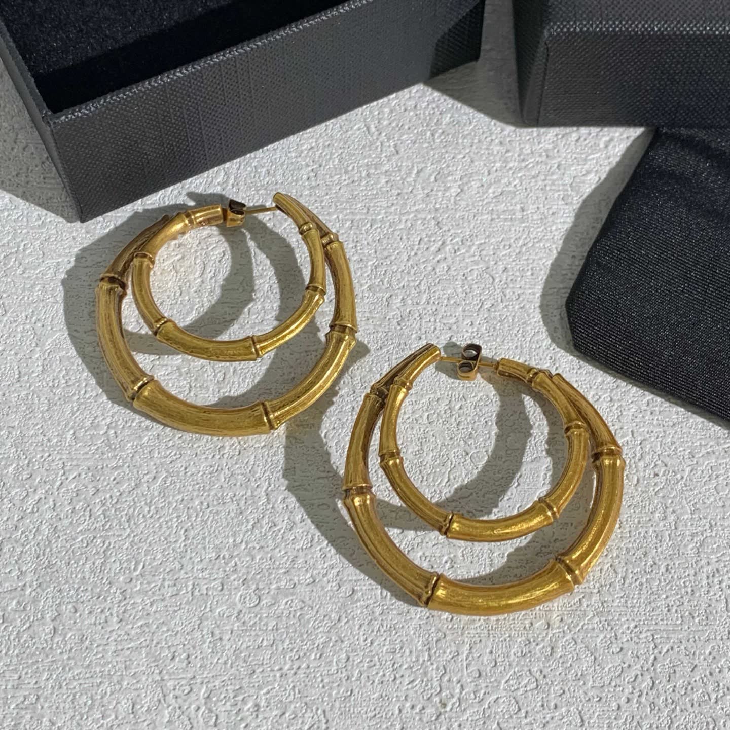 YSL Gold Bamboo Hoop Earrings