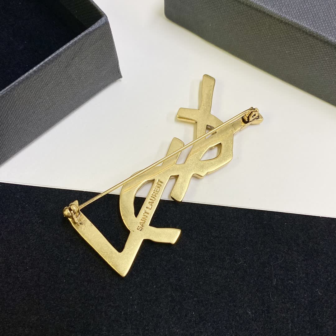 YSL Earrings, Gold-Plated, 'Y' and 'S' intertwined with a snake