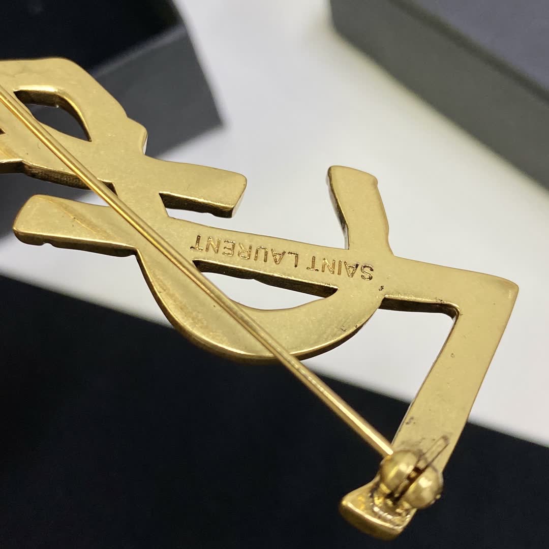 YSL Earrings, Gold-Plated, 'Y' and 'S' intertwined with a snake