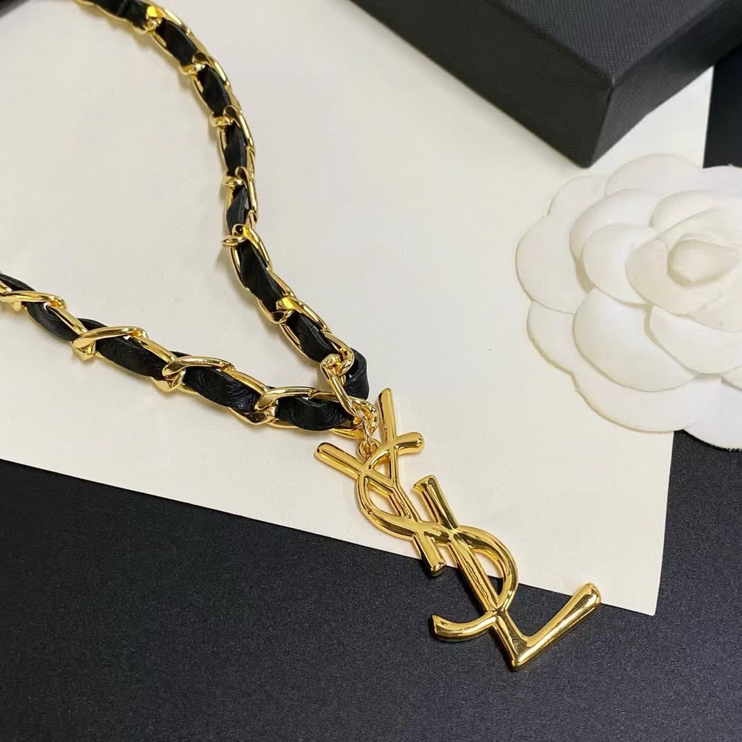 YSL Necklace with Logo Pendant