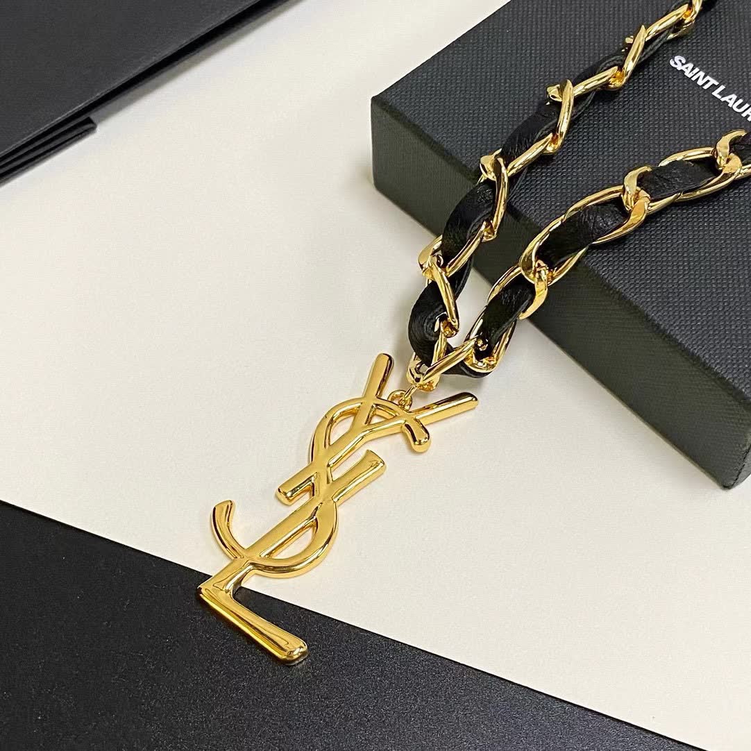 YSL Necklace with Logo Pendant