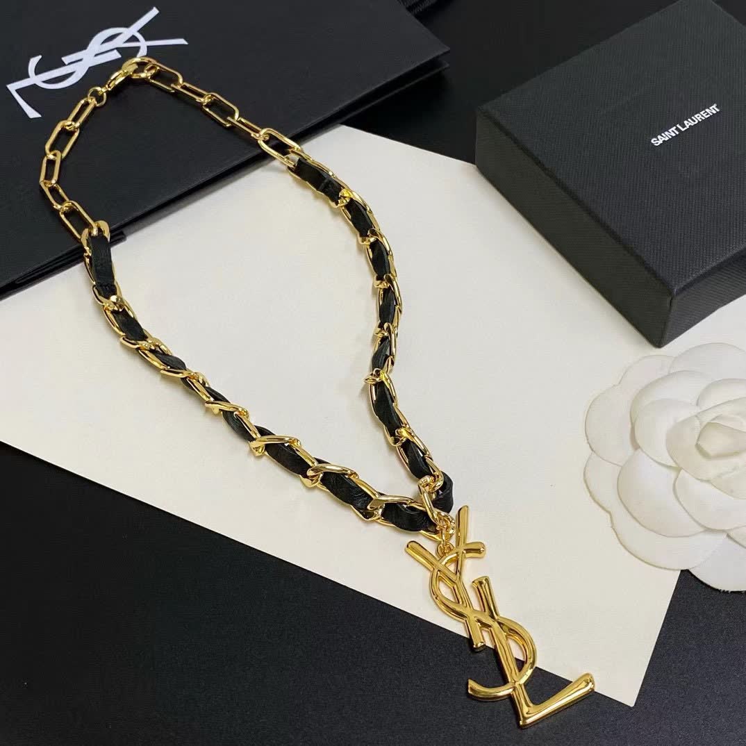 YSL Necklace with Logo Pendant