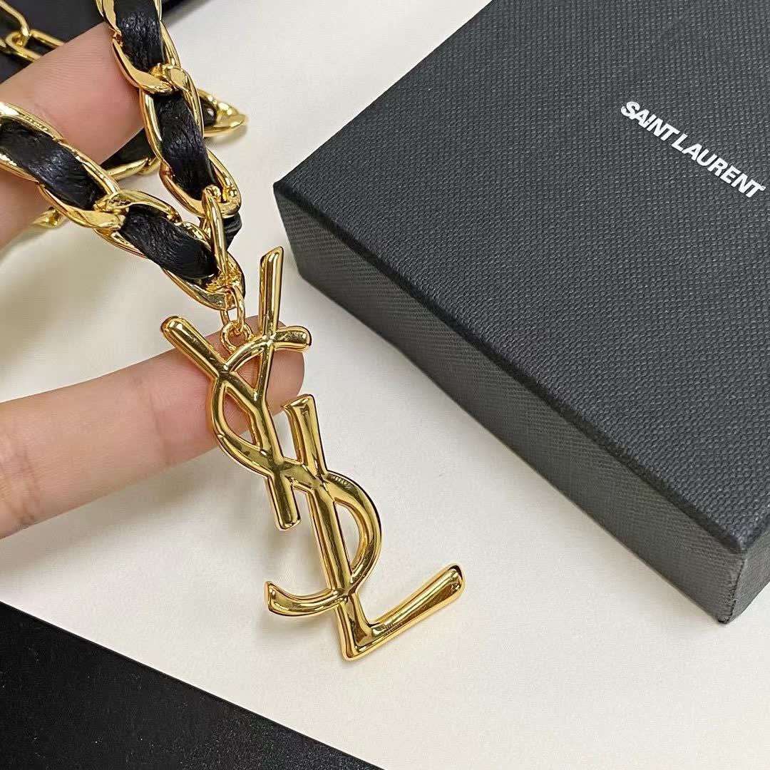 YSL Necklace with Logo Pendant