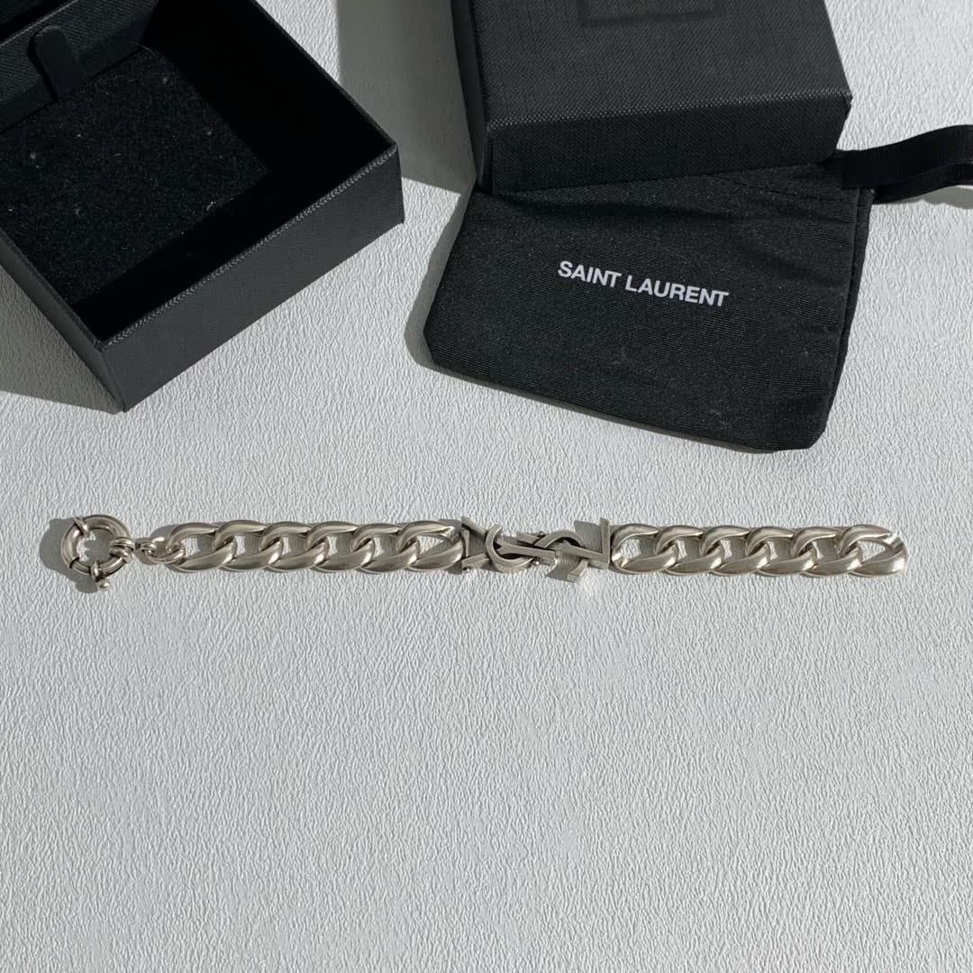 YSL Bracelet with Silver Color and Leaf Design