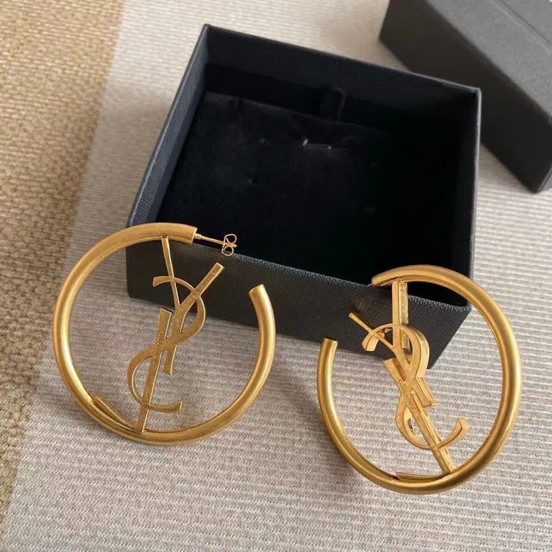YSL Logo Hoop Earrings