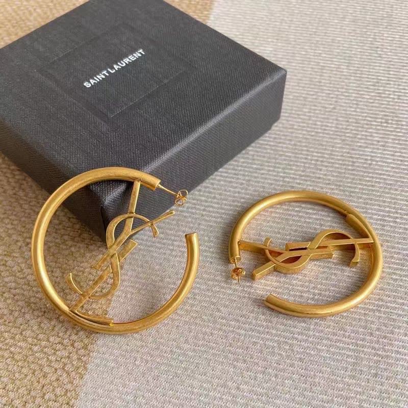 YSL Logo Hoop Earrings