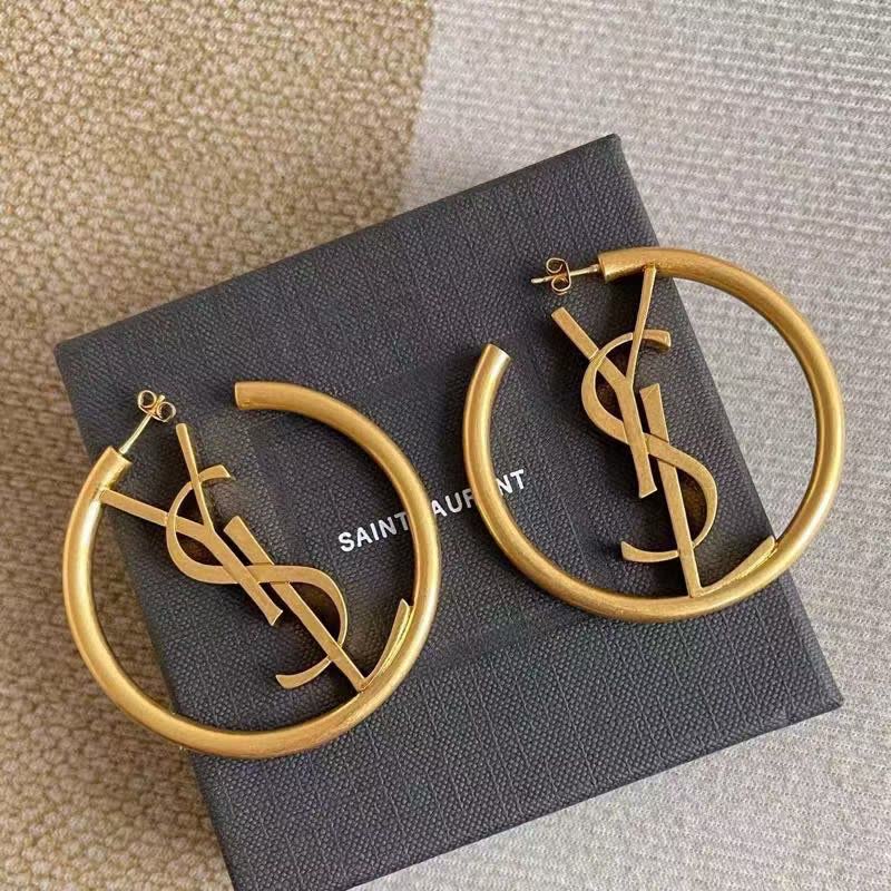 YSL Logo Hoop Earrings