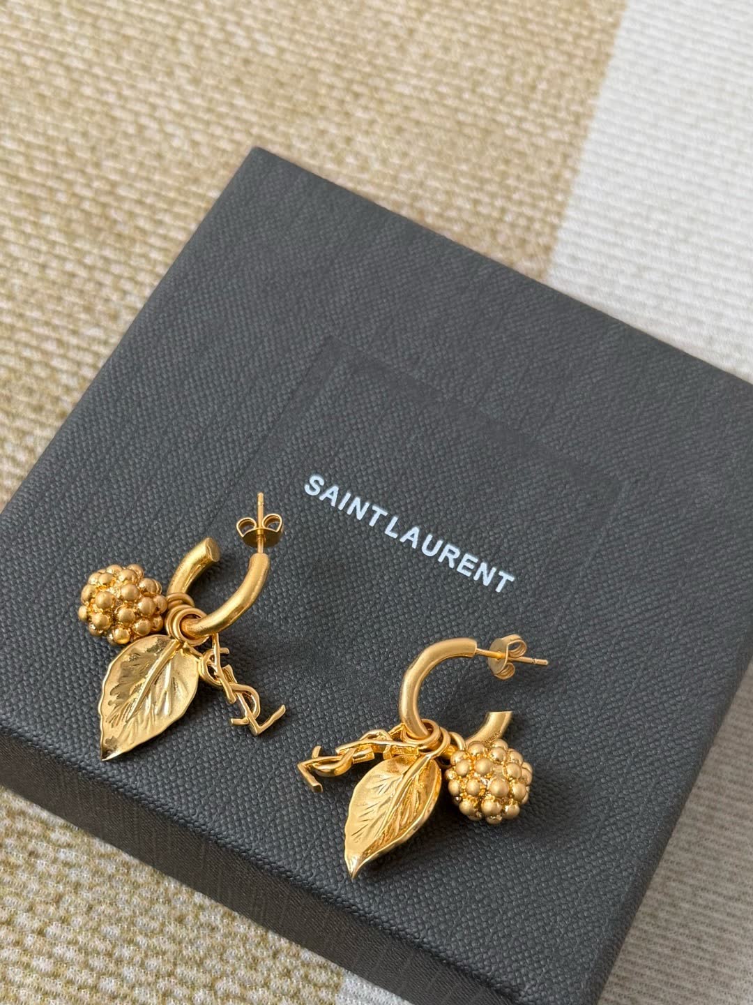 YSL Gold Leaf Drop Earrings