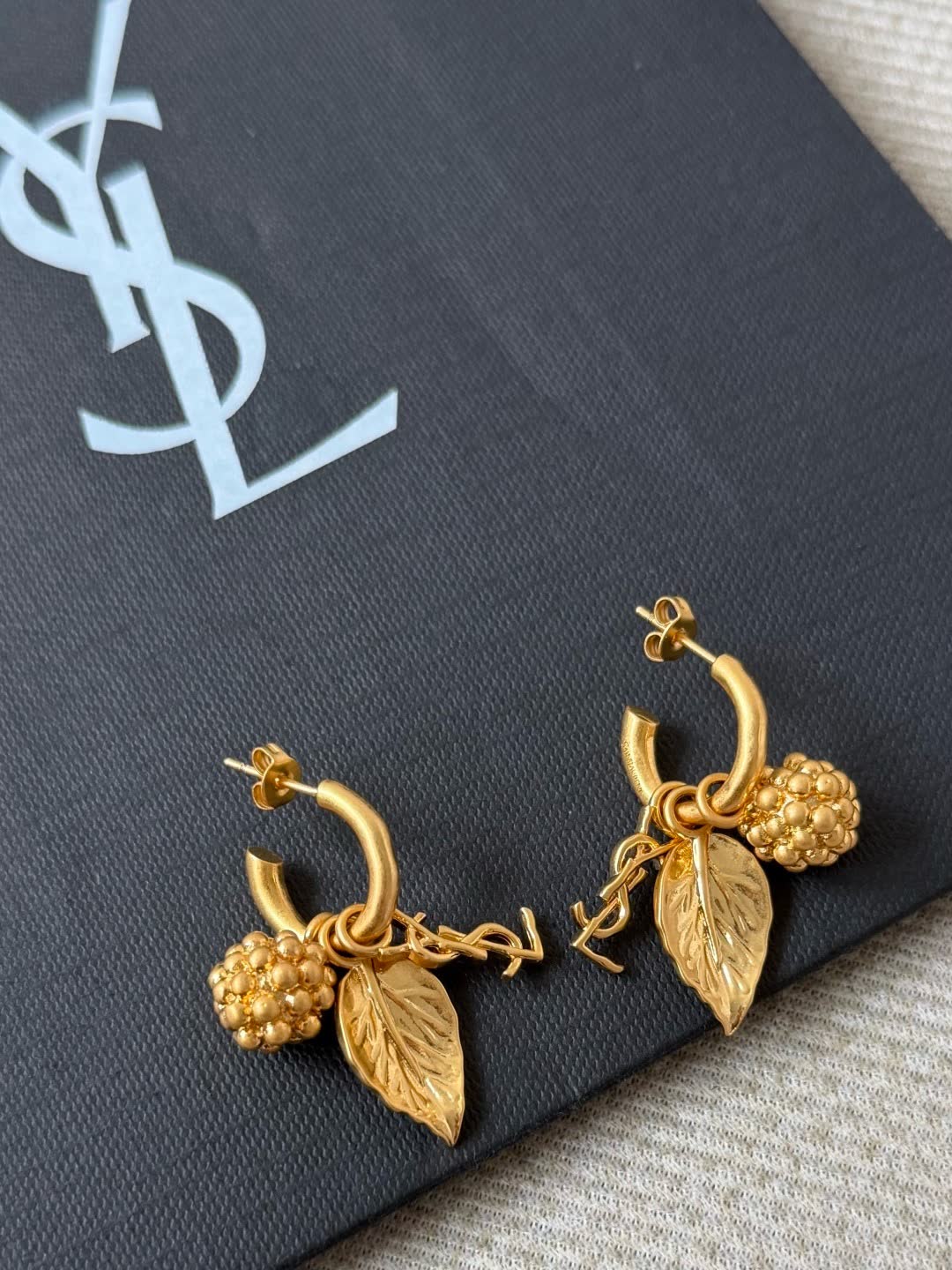 YSL Gold Leaf Drop Earrings
