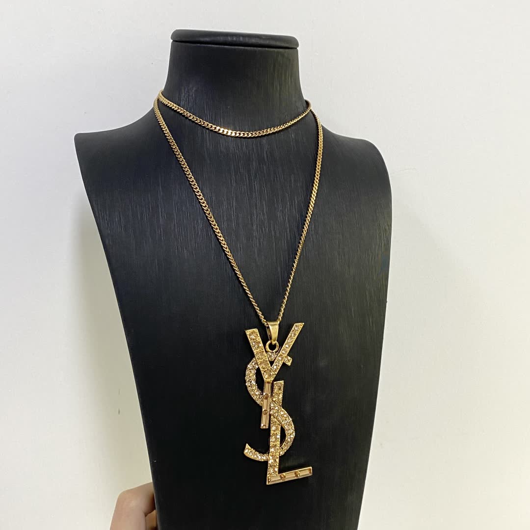 YSL Necklace with Logo Pendant YSL Necklace with Logo Pendant