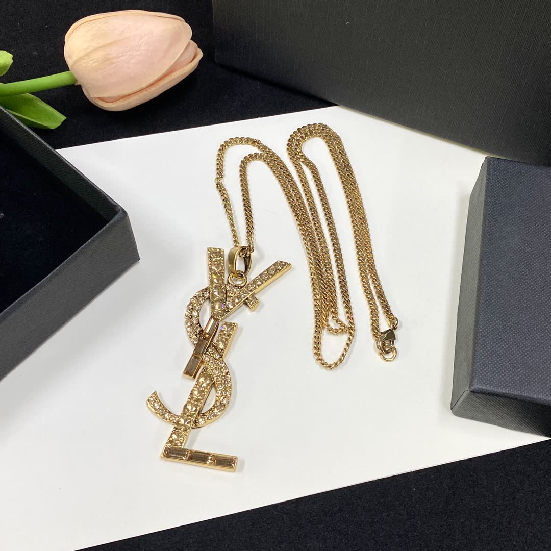 YSL Necklace with Logo Pendant