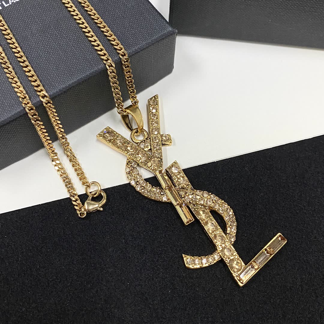 YSL Necklace with Logo Pendant