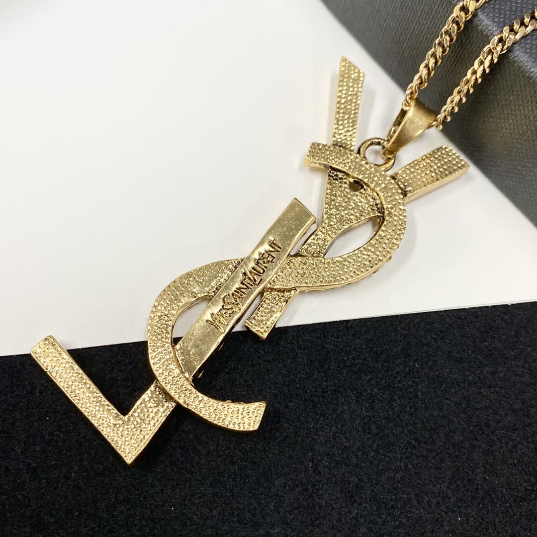 YSL Necklace with Logo Pendant