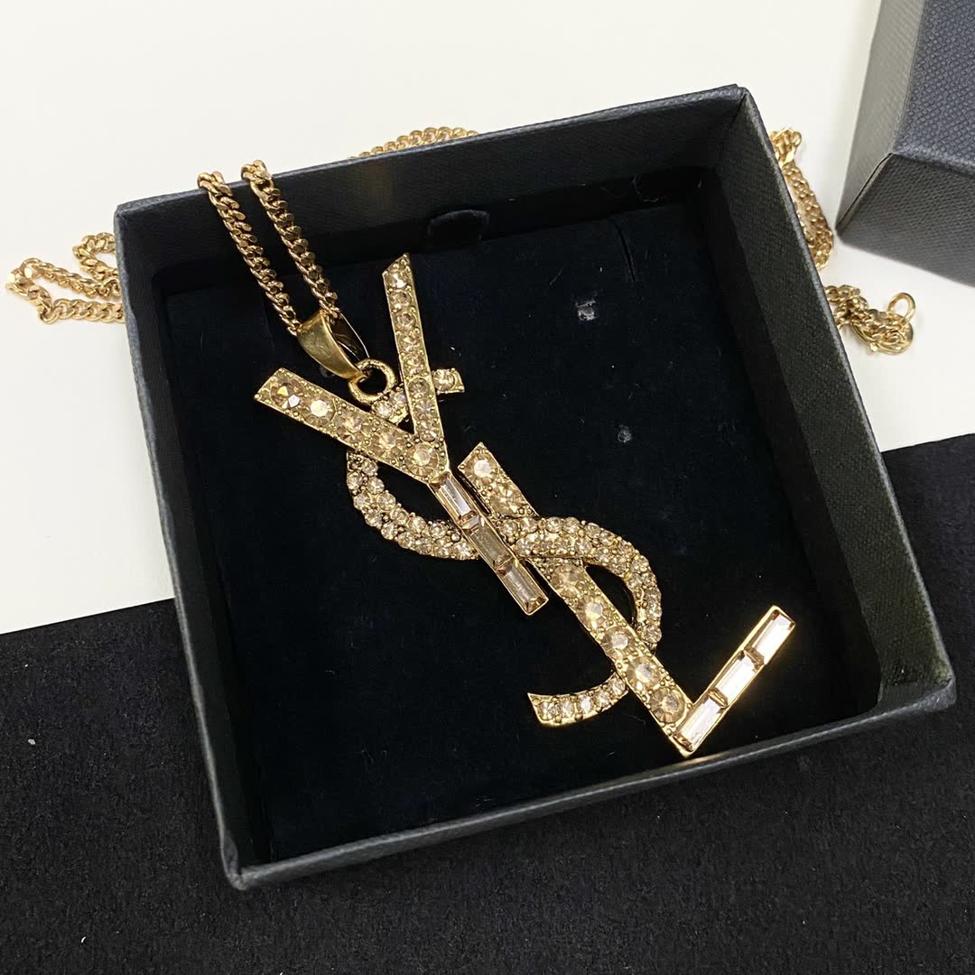 YSL Necklace with Logo Pendant