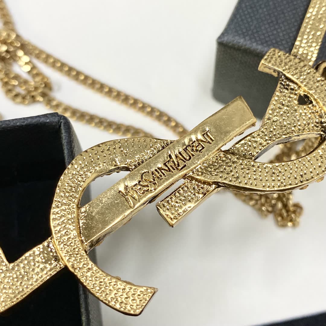 YSL Necklace with Logo Pendant