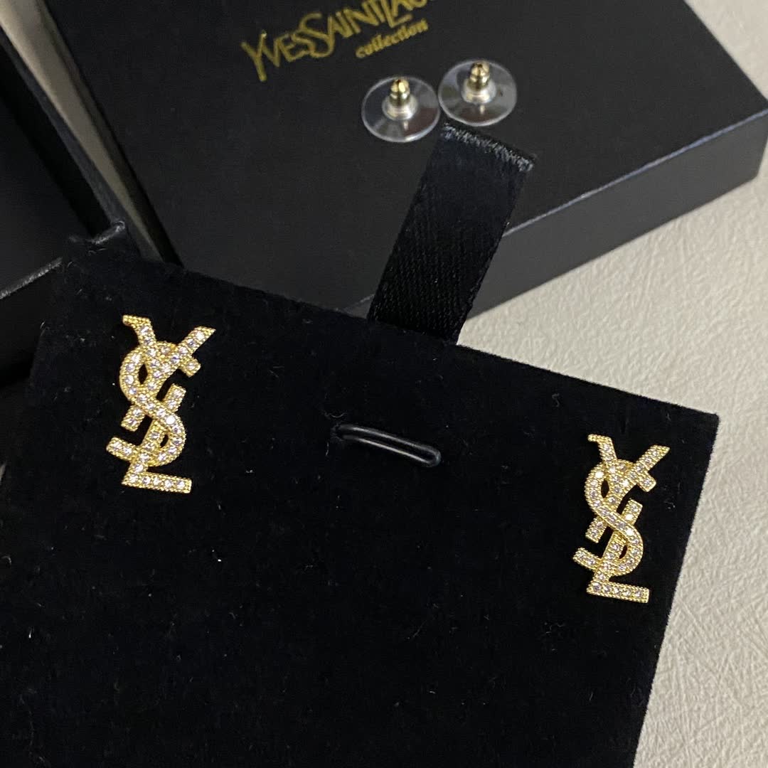 YSL Logo Stud Earrings