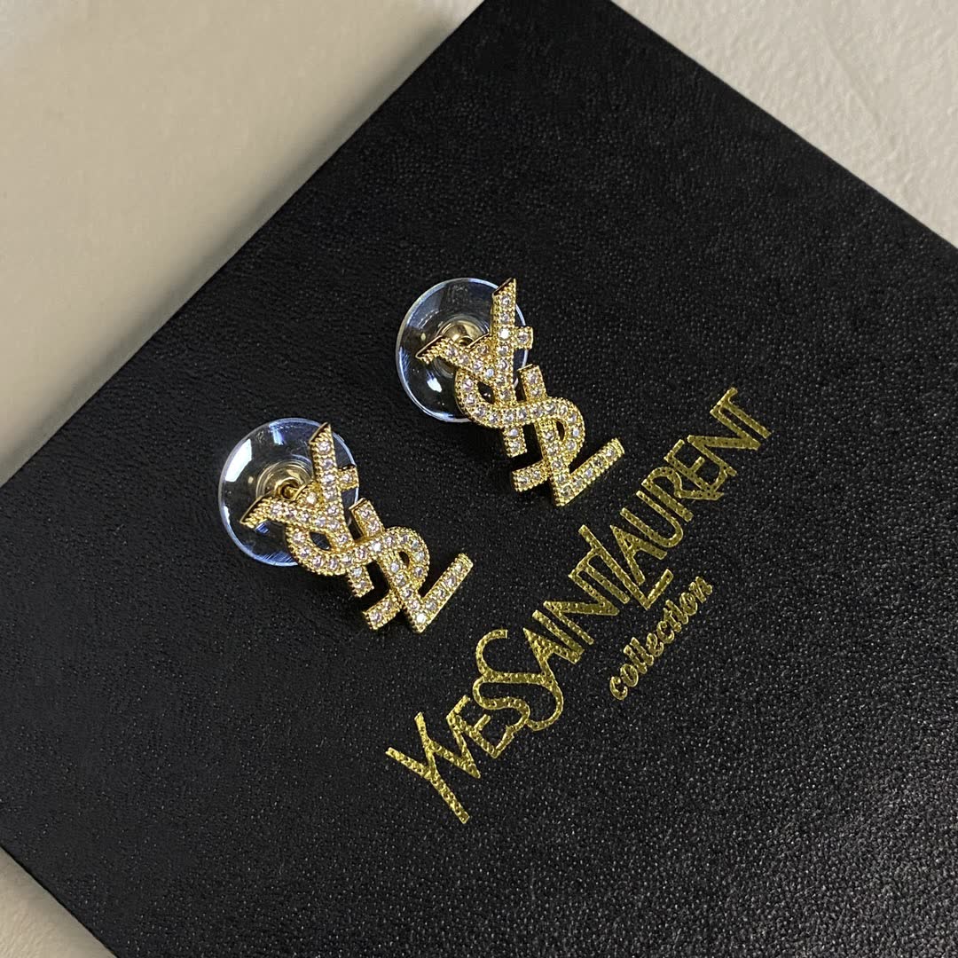 YSL Logo Stud Earrings