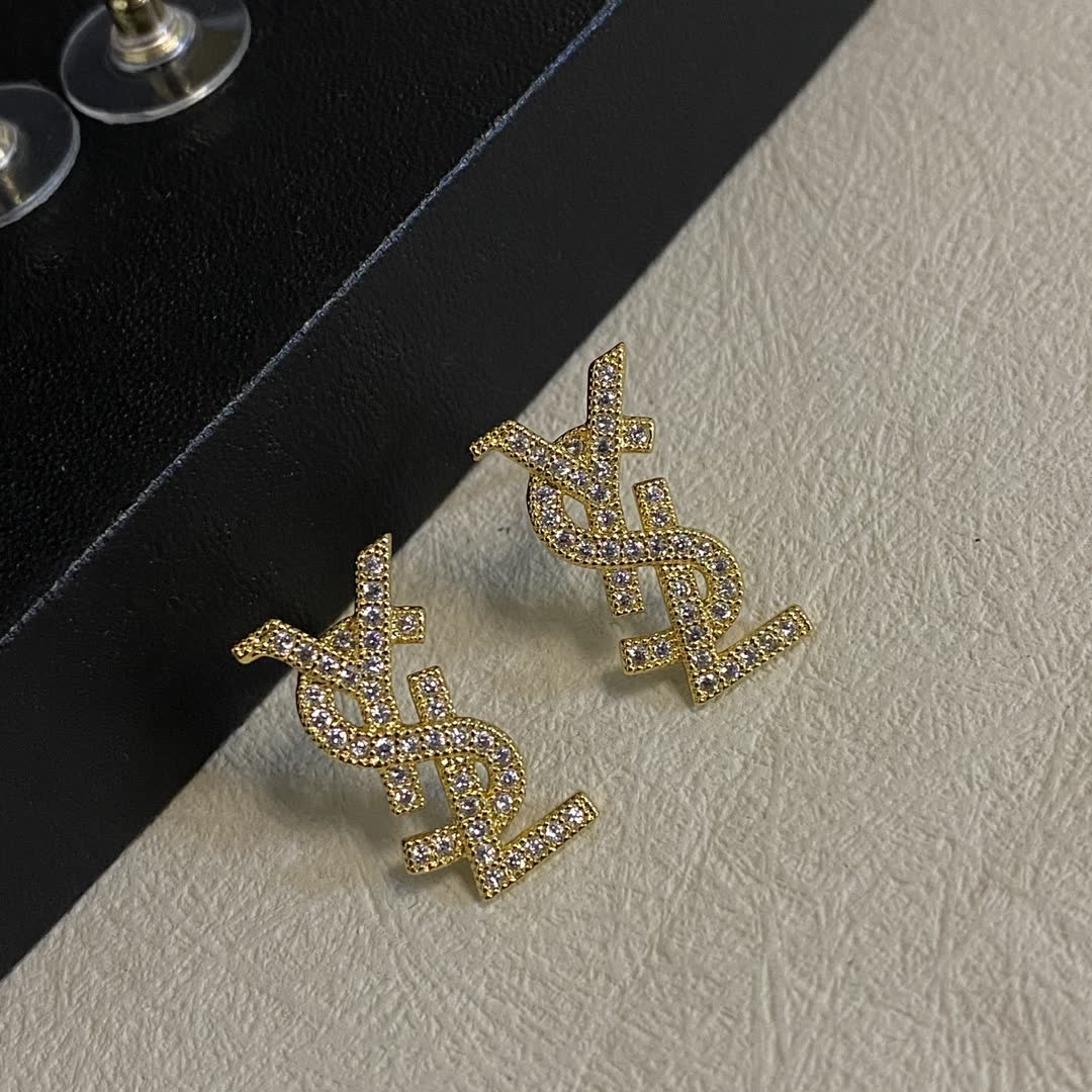 YSL Logo Stud Earrings