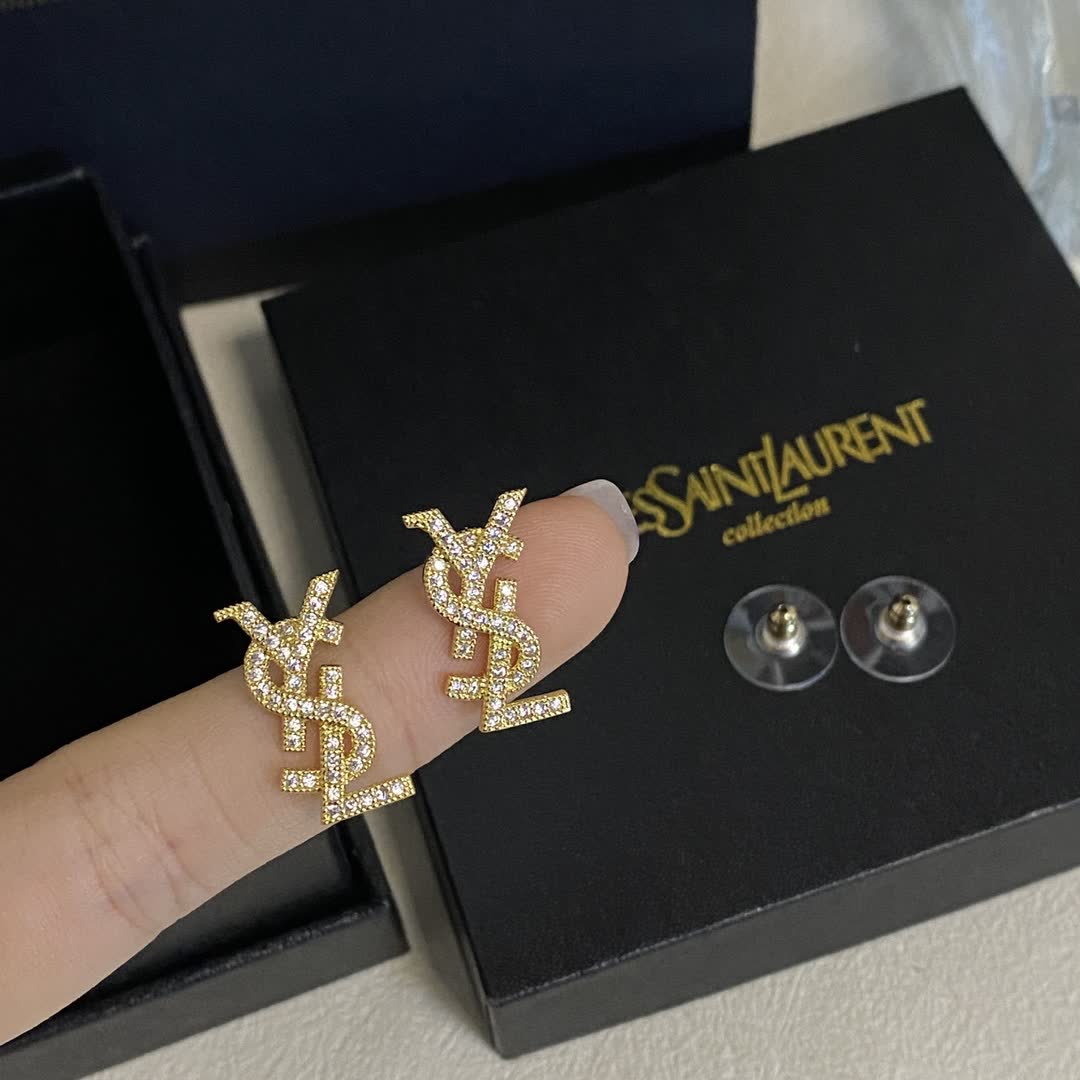 YSL Logo Stud Earrings