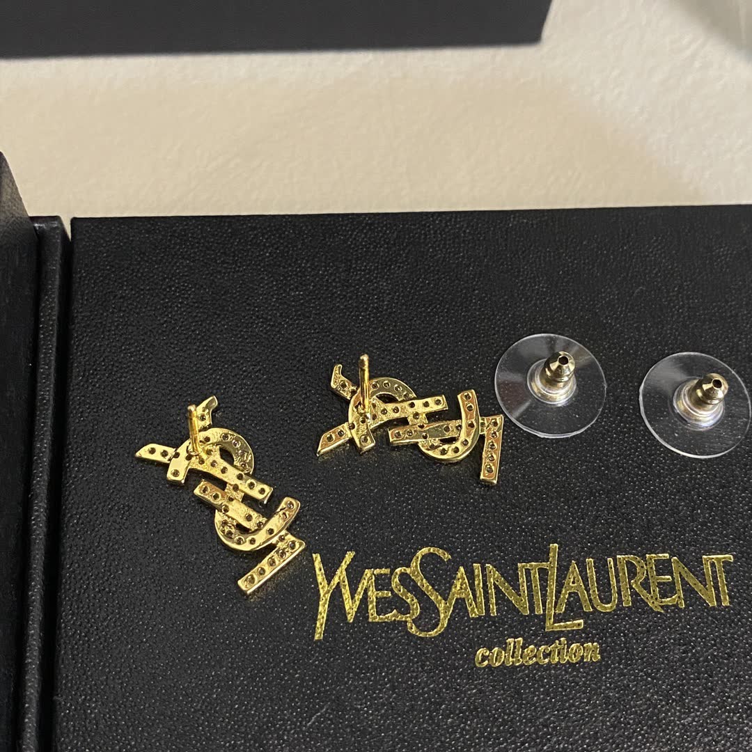 YSL Logo Stud Earrings