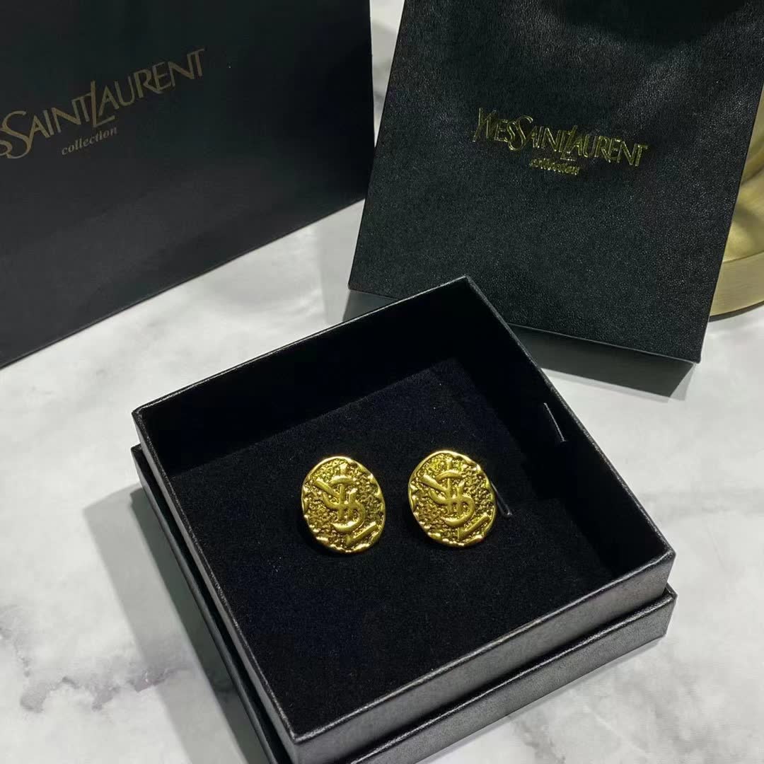 YSL Gold Coin Earrings