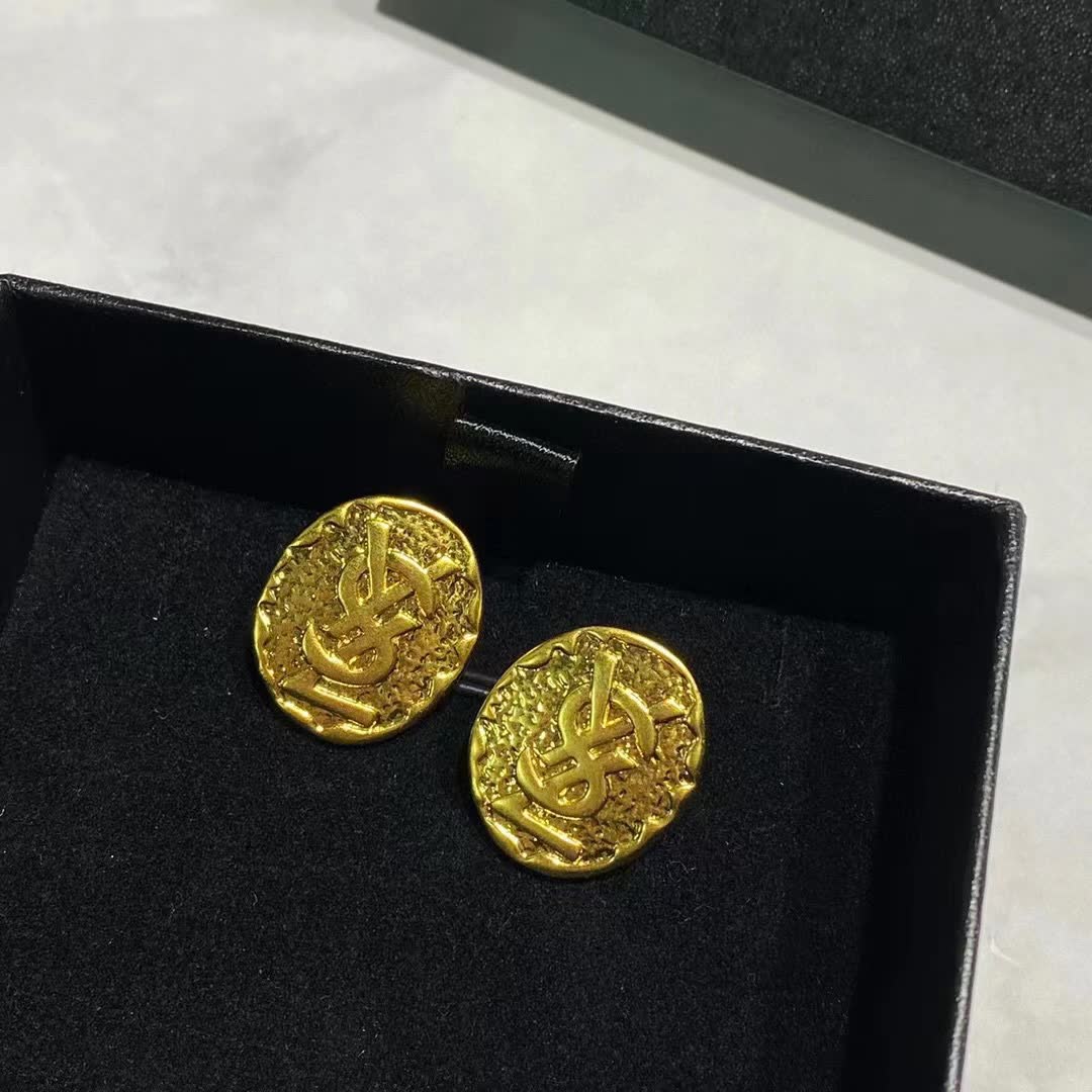 YSL Gold Coin Earrings