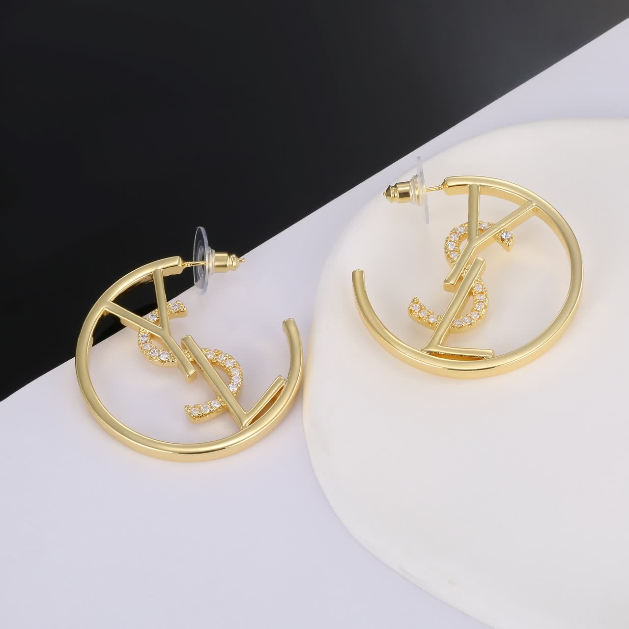 YSL Logo Hoop Earrings YSL Logo Hoop Earrings