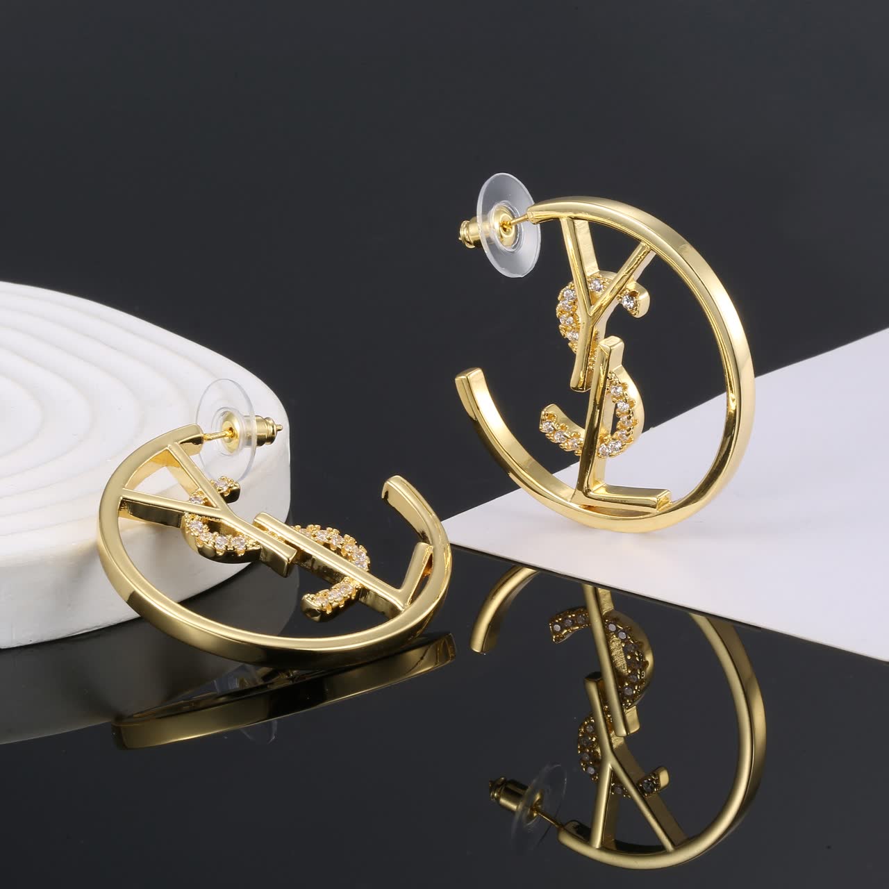 YSL Logo Hoop Earrings