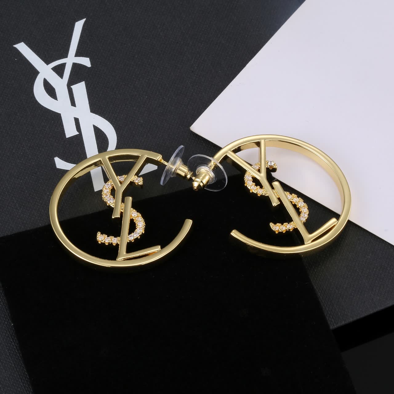 YSL Logo Hoop Earrings