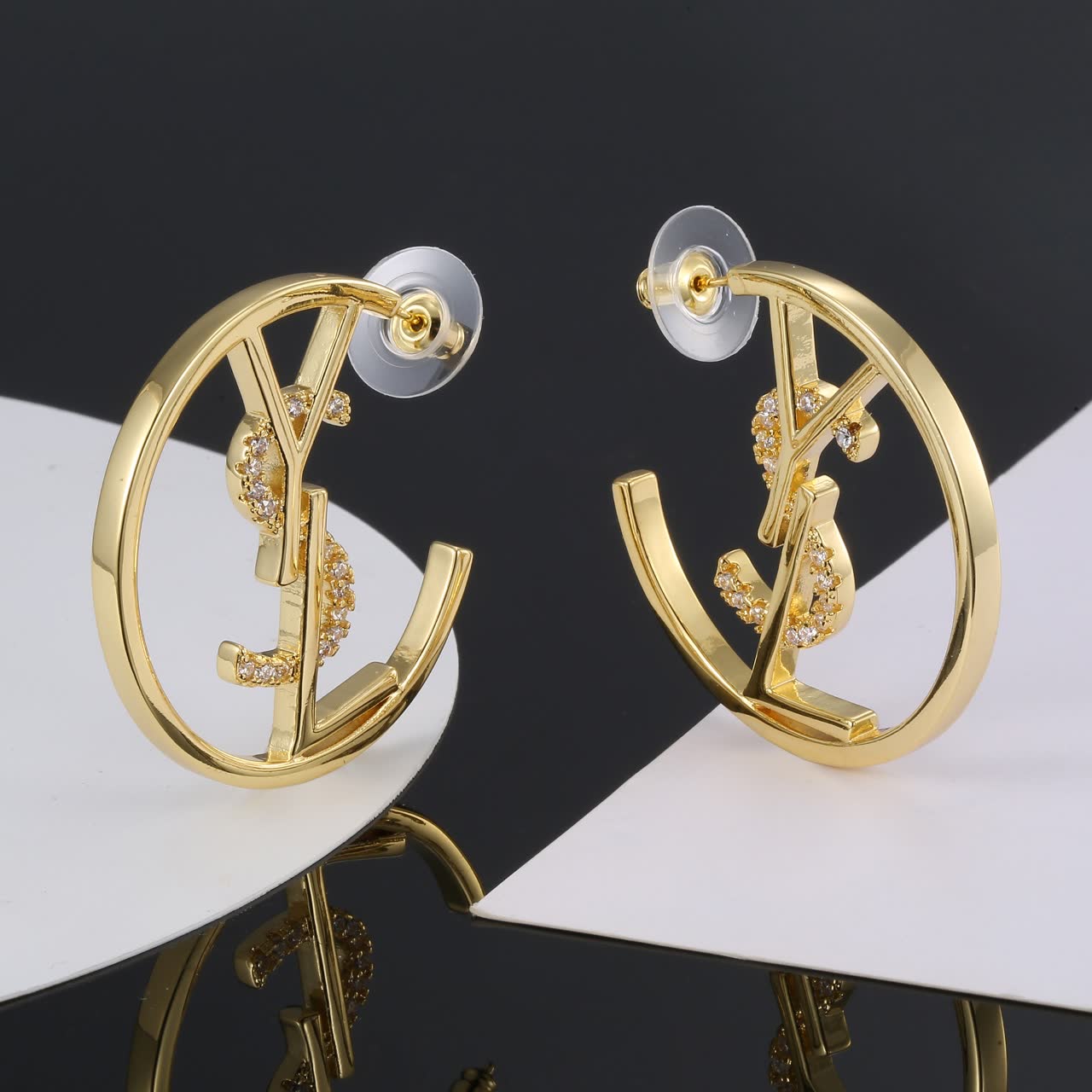 YSL Logo Hoop Earrings