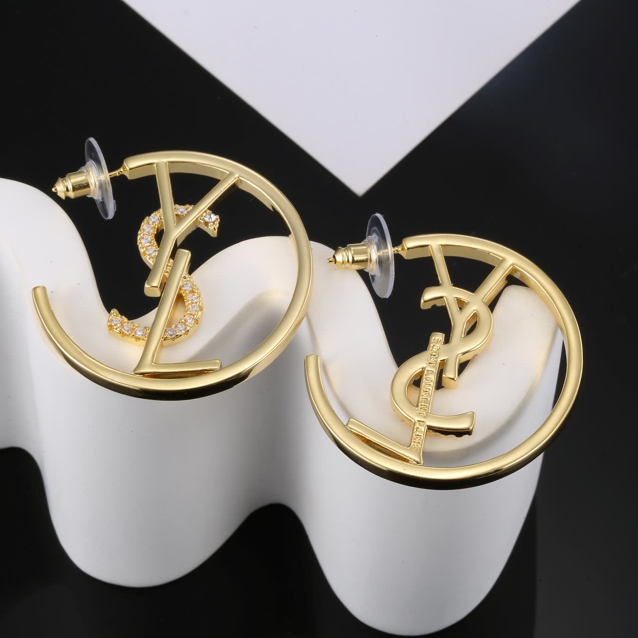 YSL Logo Hoop Earrings