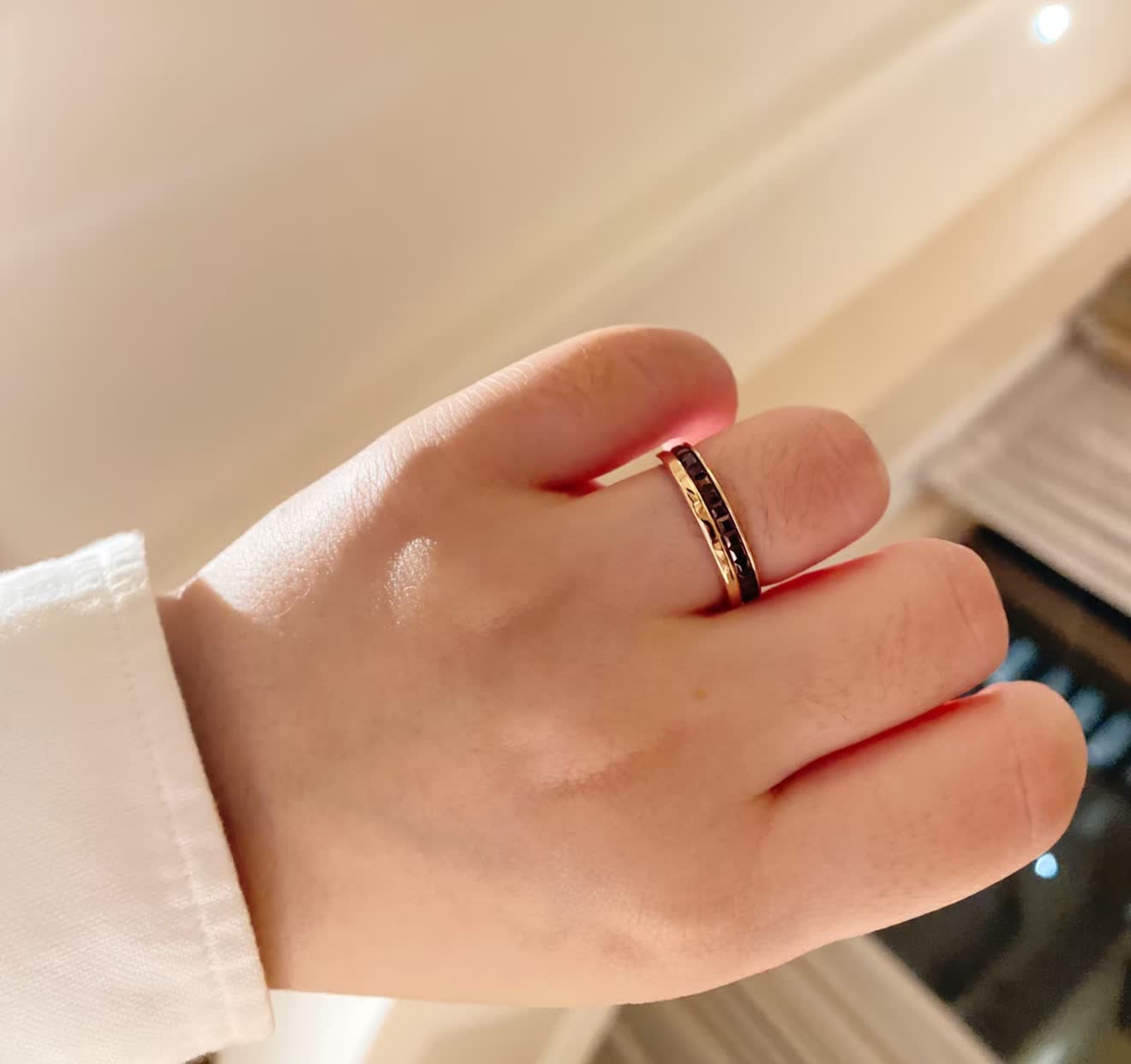 Boucheron Gold Ring with Black Stones