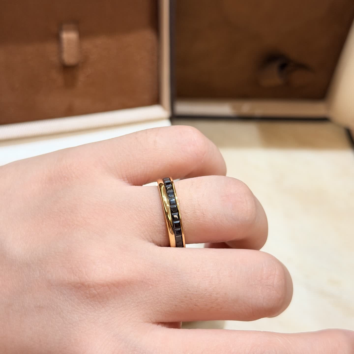 Boucheron Gold Ring with Black Stones