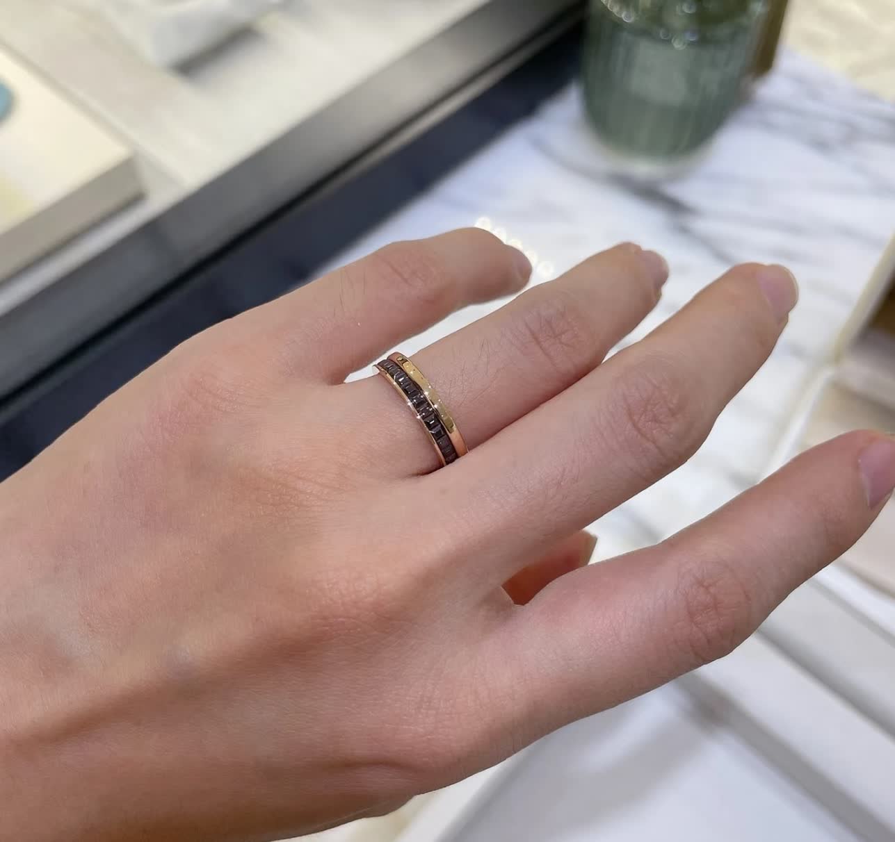 Boucheron Gold Ring with Black Stones